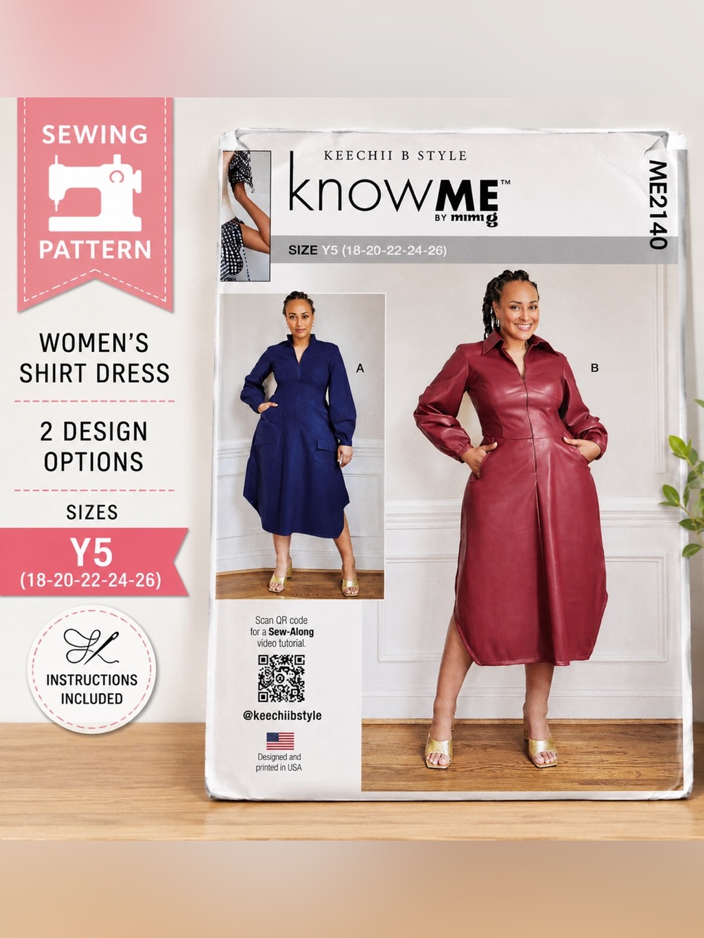 Know Me By Mimi G x Keechi B Style ME2140 Women’s Shirt Dress Sewing Pattern Y5